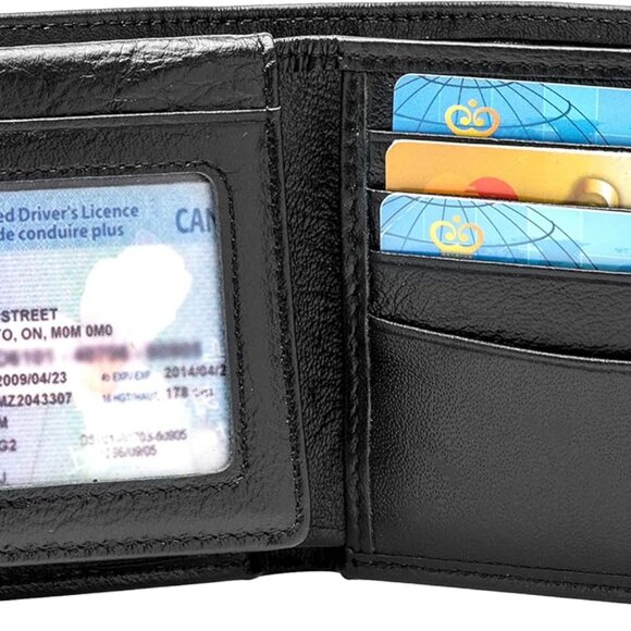 Men's RFID Blocking Wallet - Genuine Leather Bifold with Coin Zipper & IDs - Picture 3 of 6